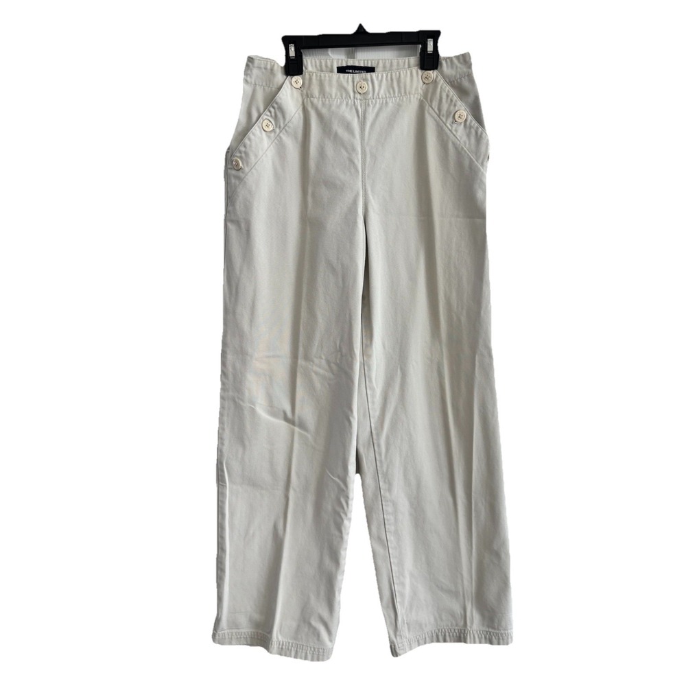 The Limited Sailor Wide Leg Flare Khaki Pants Womens 6 Preppy Cotton‎ Nautical